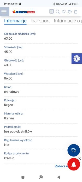 2 granatowe krzesła