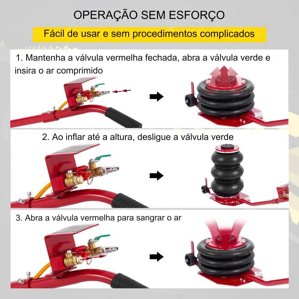 Pneumático Jack de 3t com 3 Anéis de Ar