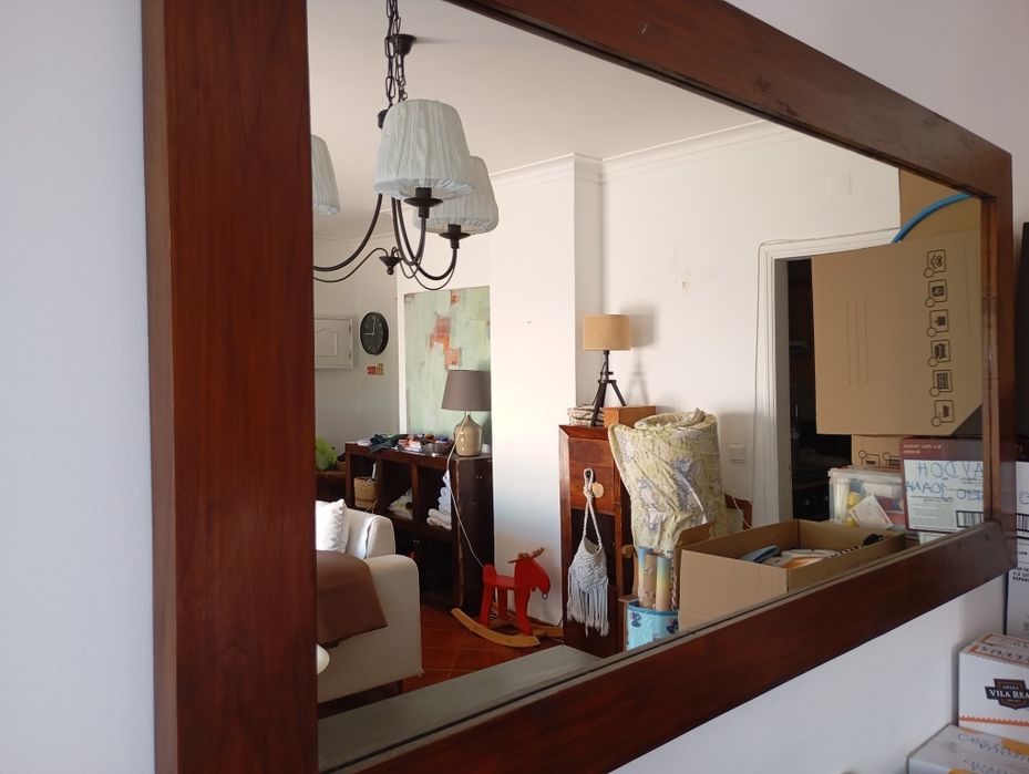 Espelho rectangular moldura madeira maciça