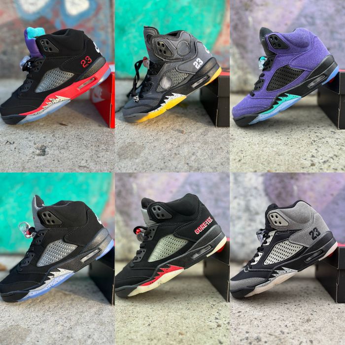 Мужские кроссовки Nike Air Jordan 5 x Off White Purple Black Red Grey