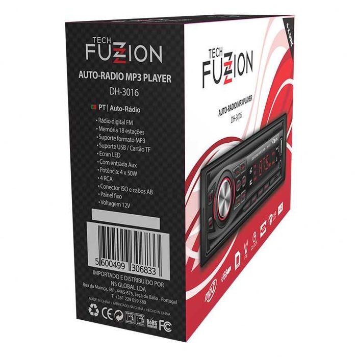AUTO-RÁDIO TECHFUZZ DH-3016-MP3-USB/Cartão TF-ISO-AB-Painel FIXO 4x50w