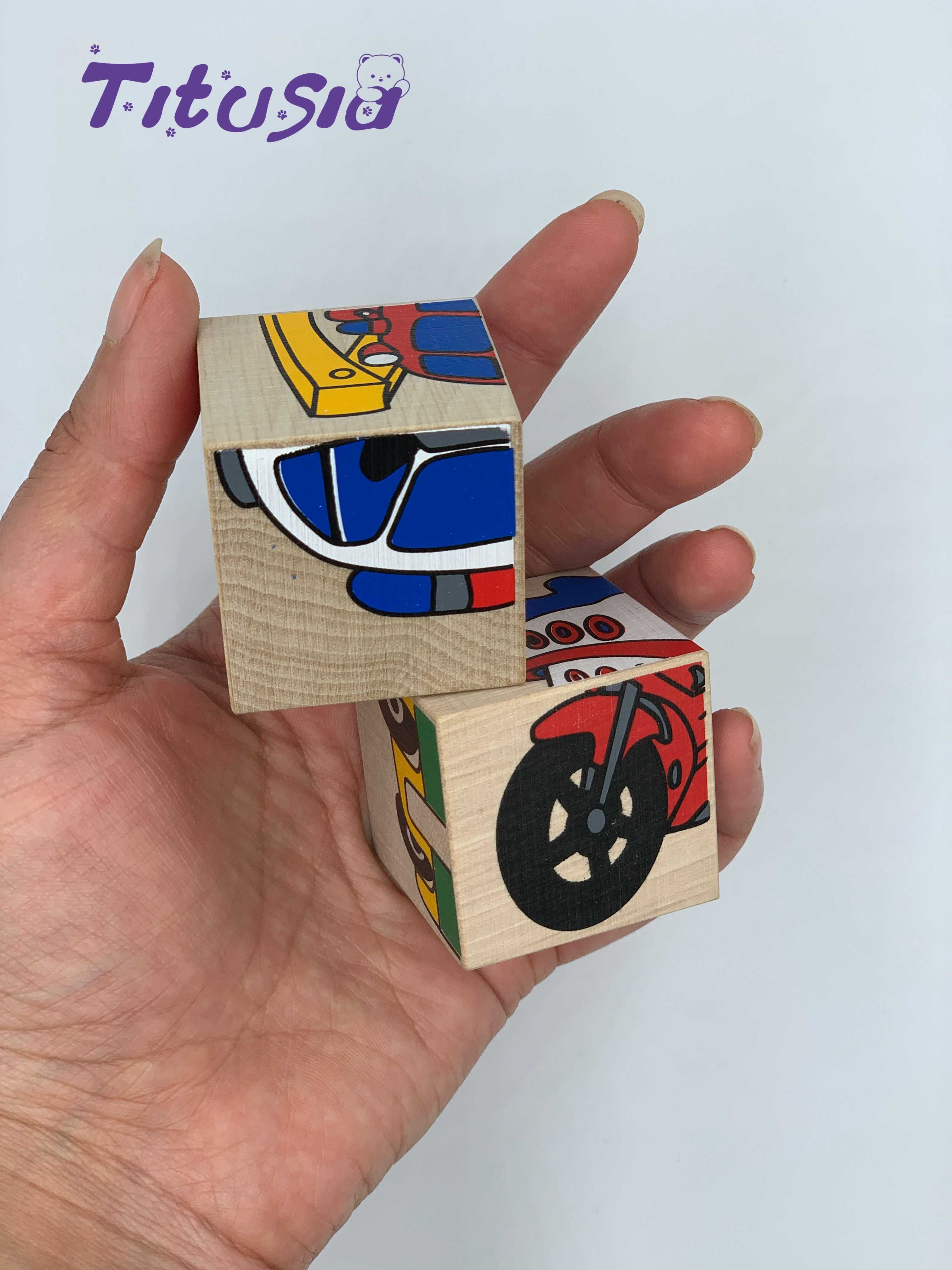 Дитячі розвиваючі дерев'яні кубики Titusia Склади малюнок "Транспорт"