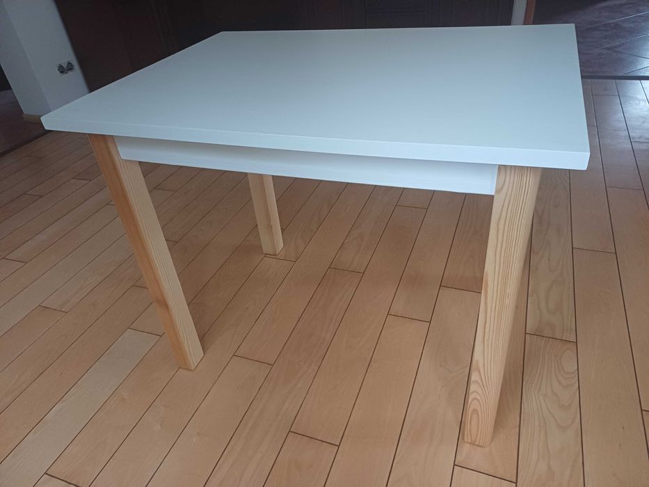 NOWY biały stół kuchenny drewniany sosnowy 100x70 stolik do kuchni