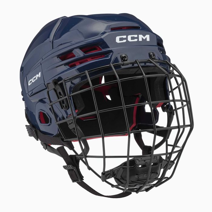 Kask hokejowy CCM Tacks 70 z kratą rozmiar M od 56 do 60 cm Niebieski