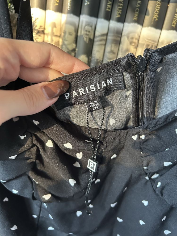 Czarna bluzka w serduszka parisian 38
