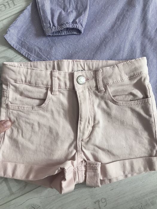 Zestaw Bluzka fioletowa  cocodrillo spodenki rożowe h&m 116 Nowe