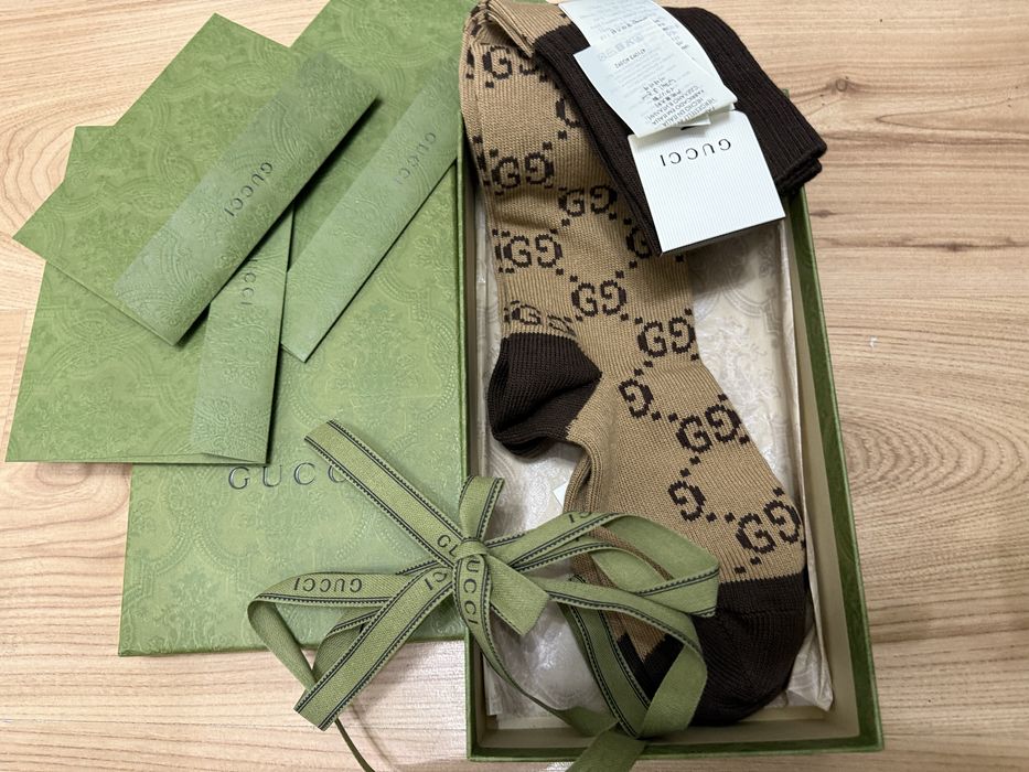 Skarpetki brąz  gucci r.S  monogram komplet  z rachunkiem