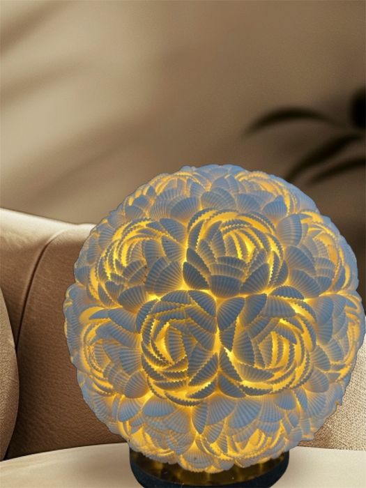 Lampa / Lampka Nocna Muszle Indonezja 29x29 cm