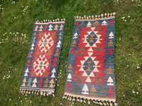 Zestaw dwa kilimy kilim vintage folkowy stary para geometryczne wzory