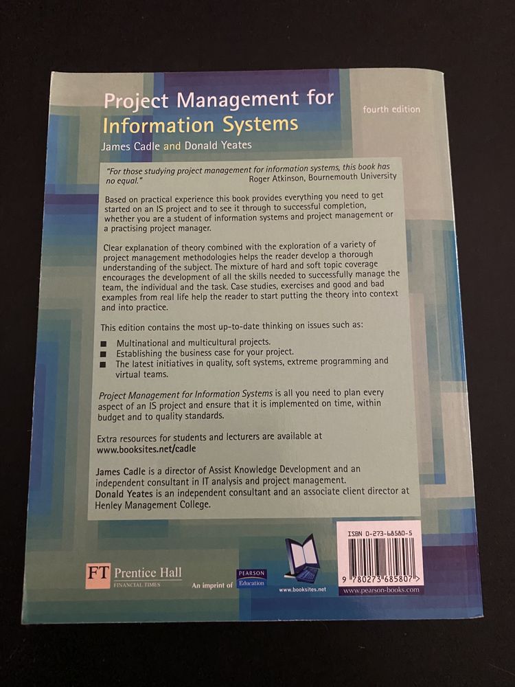 Project Management for Information Systems 4th Edition by James Cadle.