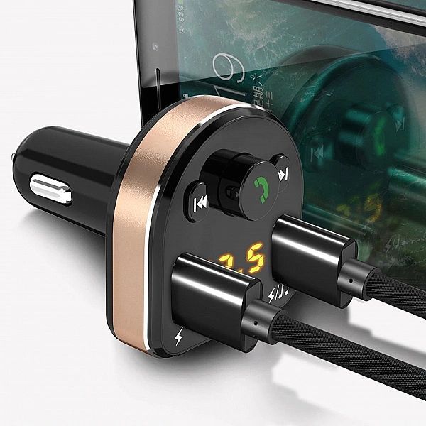 Dudao Transmiter Fm Bluetooth ładowarka samochodowa Mp3/3.1 A 2x Usb c