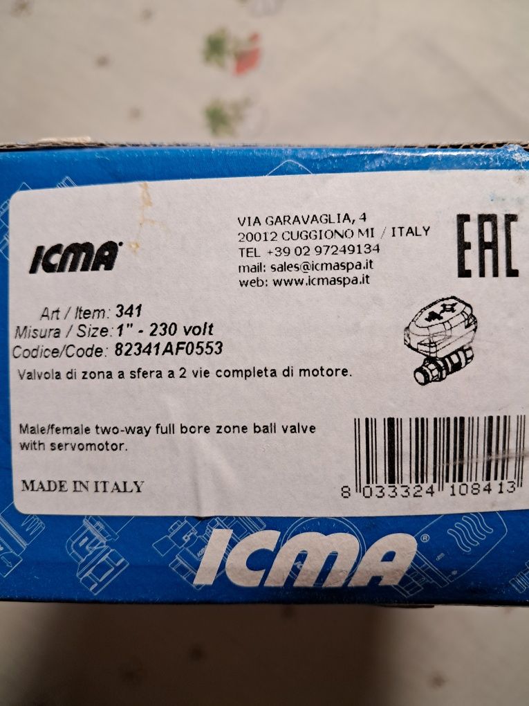 Кран шаровый зонный Icma 2-ходовой 1" с сервоприводом, серия 341
