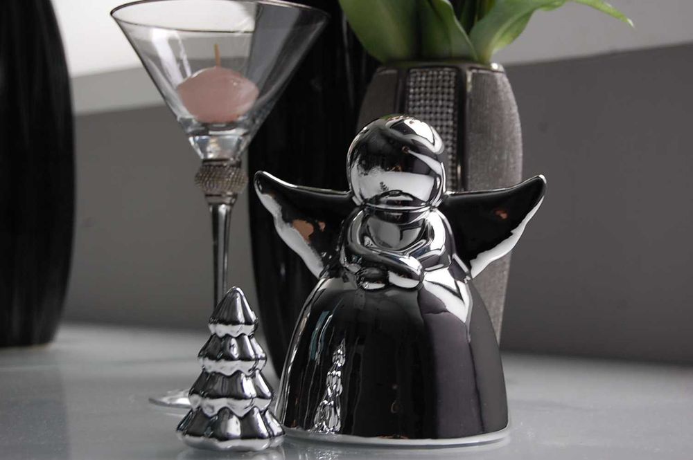 Śliczny lustrzany srebrny Anioł + choinka nowe