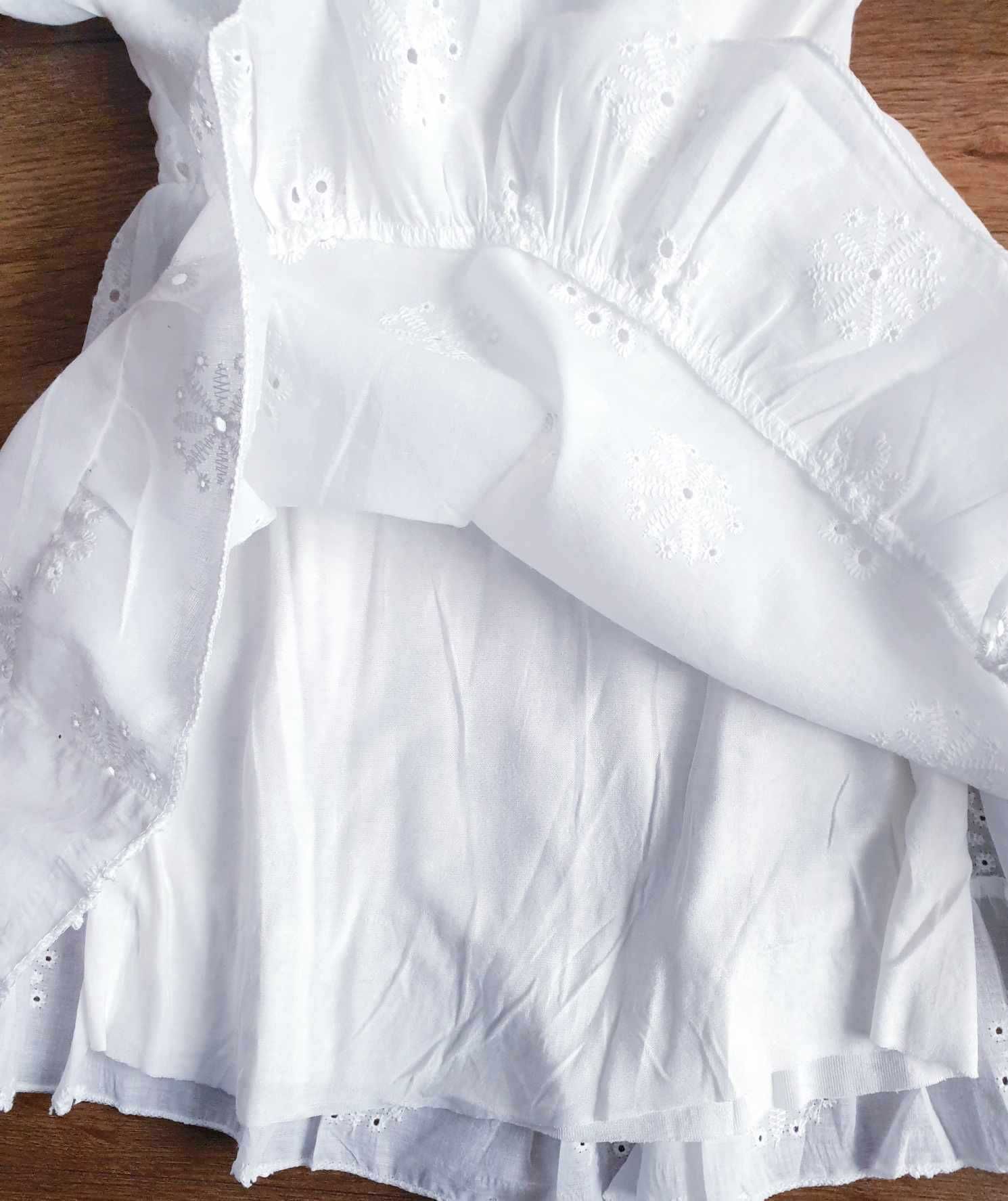 Nowa biała sukienka boho haftowana 116 cm