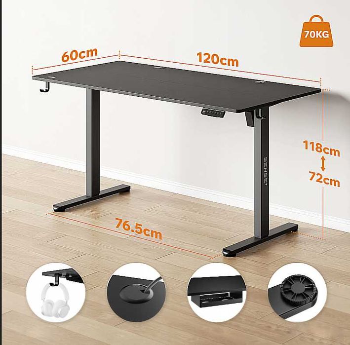Nowe Biurko Elektryczne Regulowane 120x60cm Regulacja Wysokości HIT