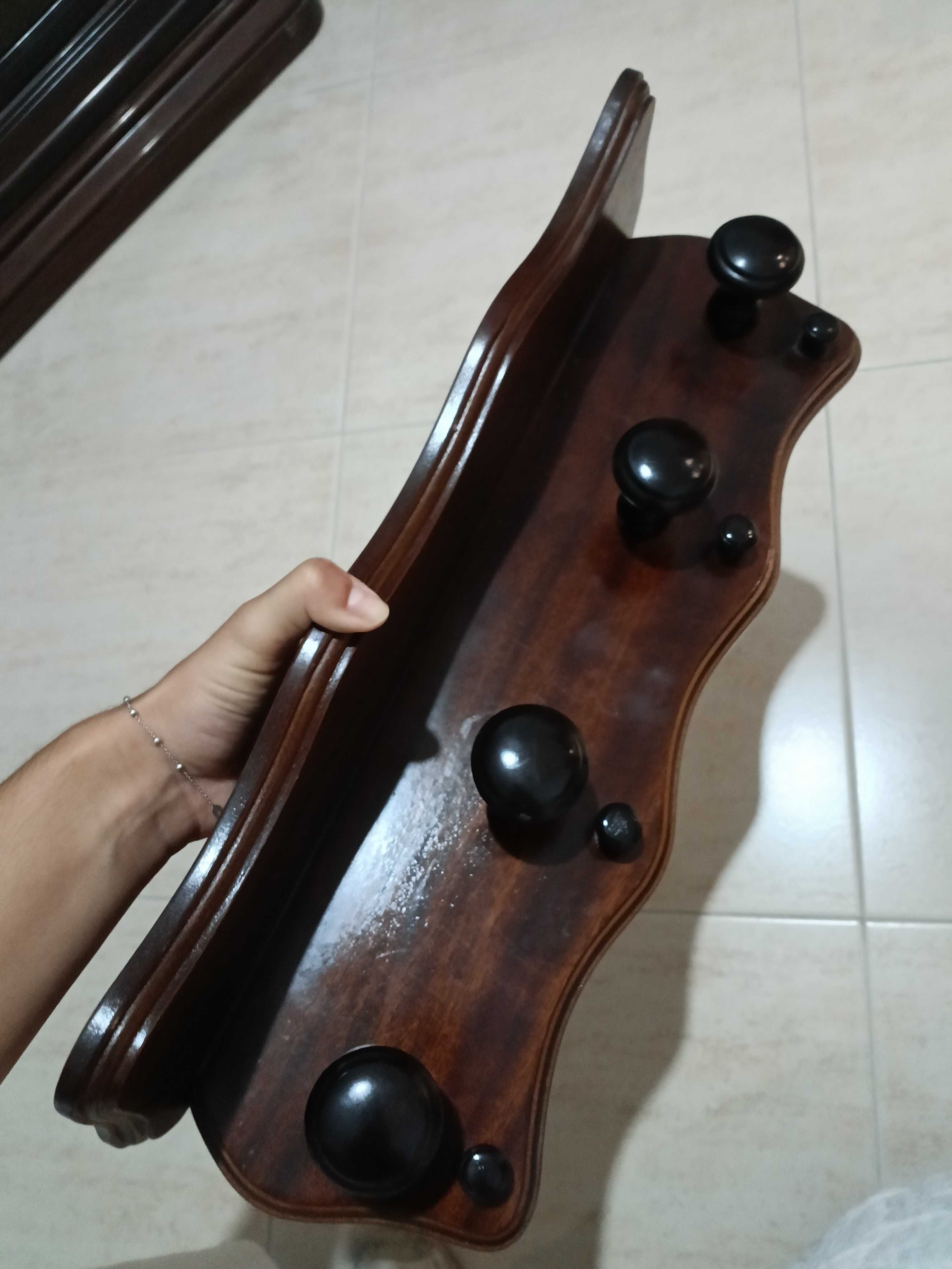 Suporte/ bengaleiro em Mogno de parede