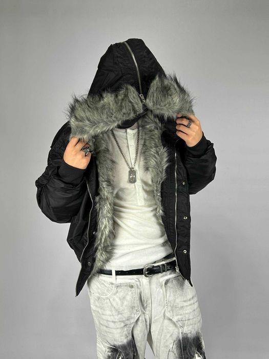 Бомбер чорний MA-1 з хутром аляска куртка курточка пуховик opium M L