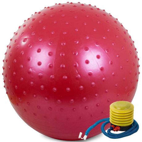 Piłka fitness z masującymi wypustkami, rehabilitacja 65cm + pompka