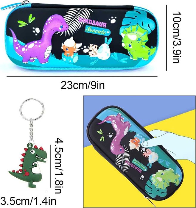 Piórnik z motywem dinozaura 3D kolorowy dinozaur dla dzieci
