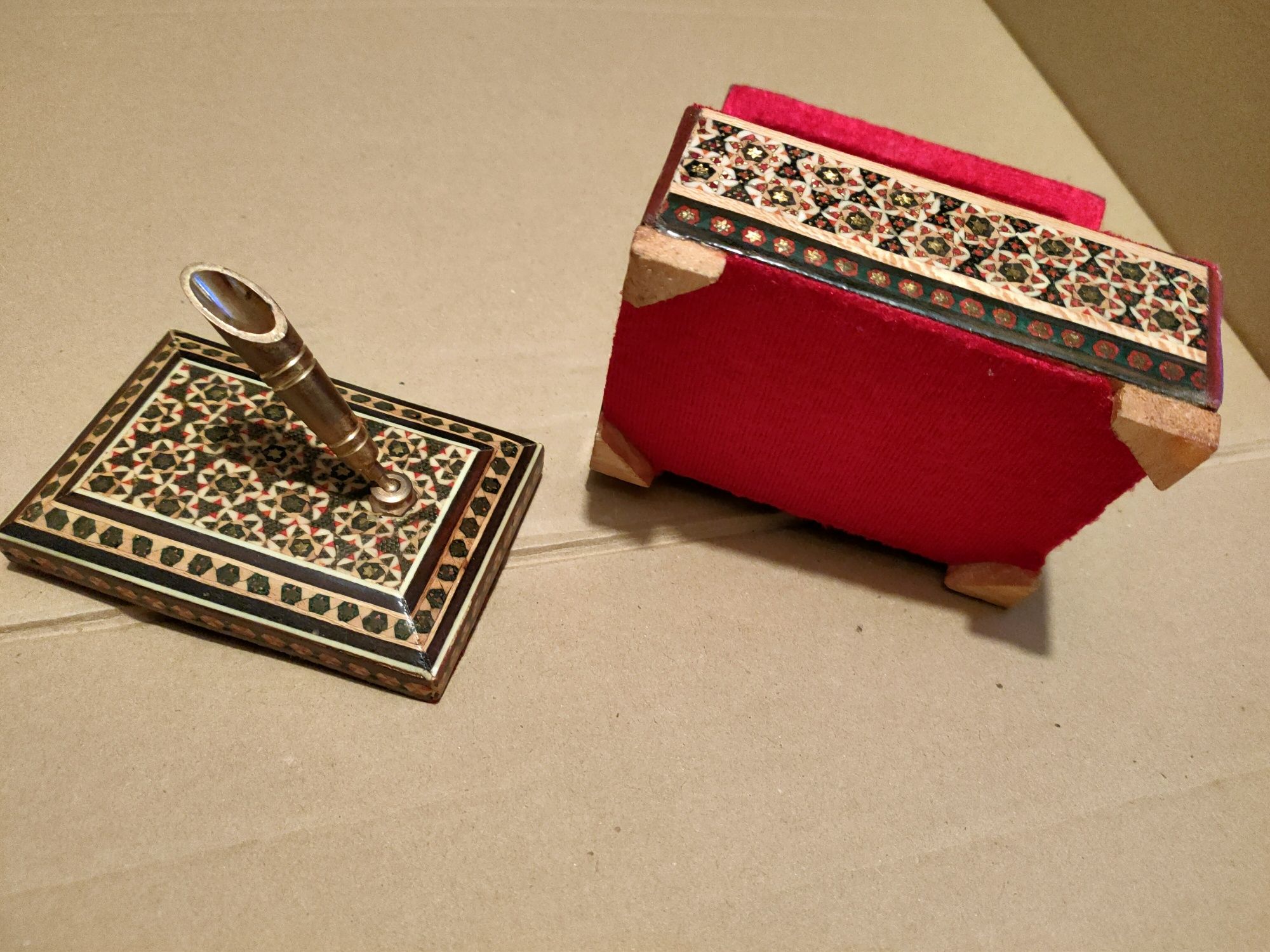 Suporte caneta e caixa artesanato Iraniano