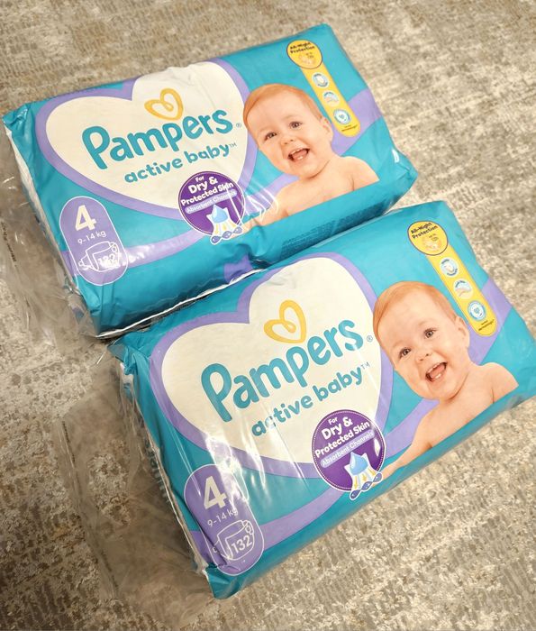 Pampers Active Baby 4 mega pack, 132 x2, 264, nowe, fabrycznie zapakow