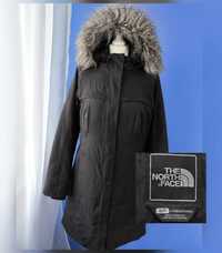 The North Face - oryginalna długa kurtka damska ocieplana z kapturem