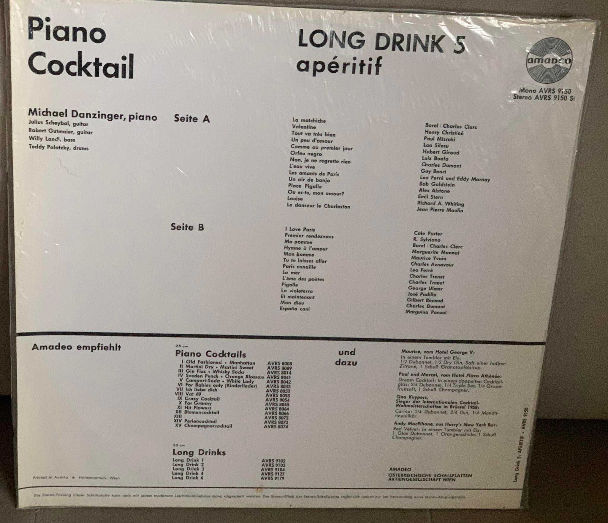 Michael Danzinger - Piano Coctail Long Drink Aperitiff 5 - Winyl - VG+