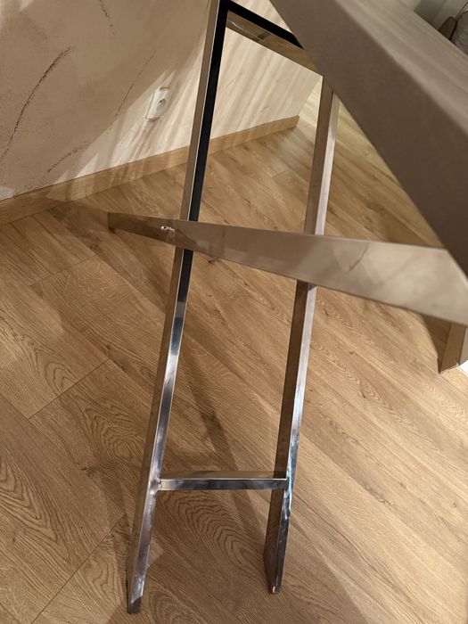 Konsola metalowa chrom chromowana szafka drewniana glamour stal metal