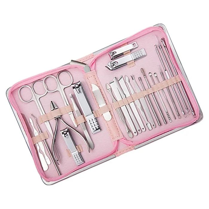 Zestaw do manicure pedicure profesjonalny 26 narzędzi ze stali 24h