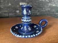 Kaganek na świeczkę świecznik porcelana kobaltowa malowana ręcznie