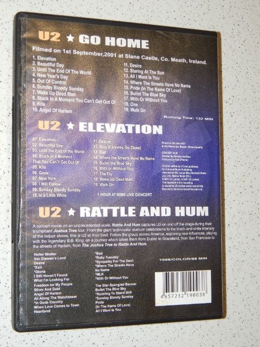Двусторонний DVD The Videos группы U2 с тремя концертами.