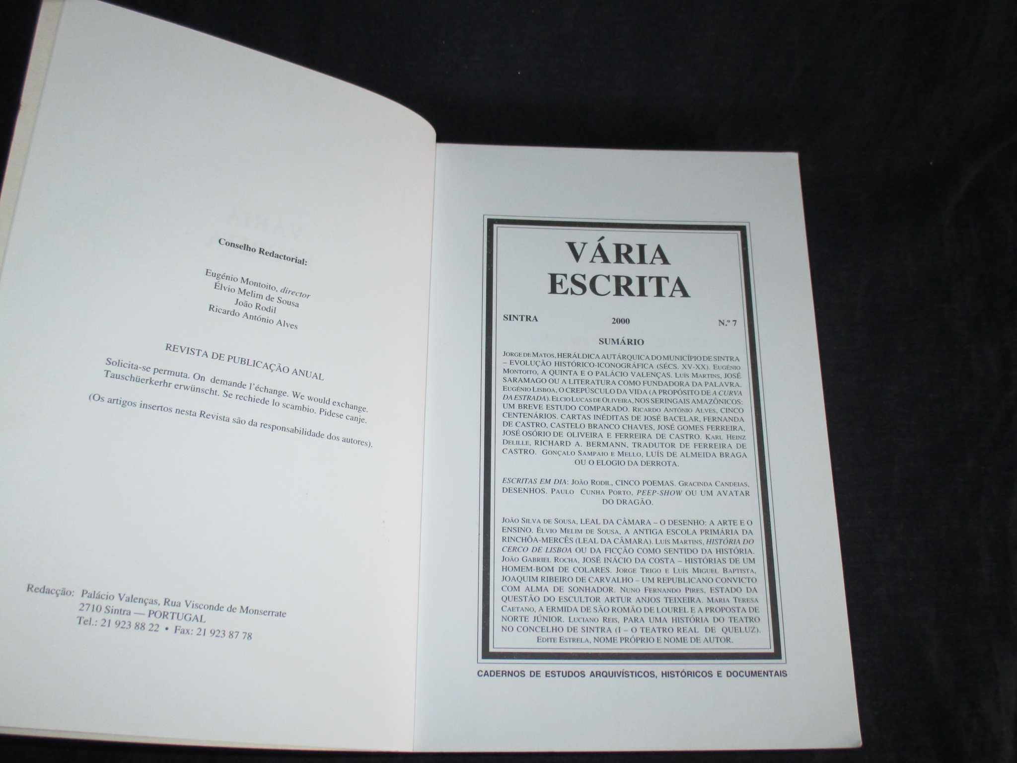 Livro Revista Vária Escrita nº 7 Sintra 2000