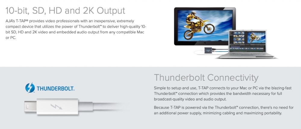 AJA T-TAP  10-bitowe, SD, HD i 2K -Thunderbolt HDMI /SDI