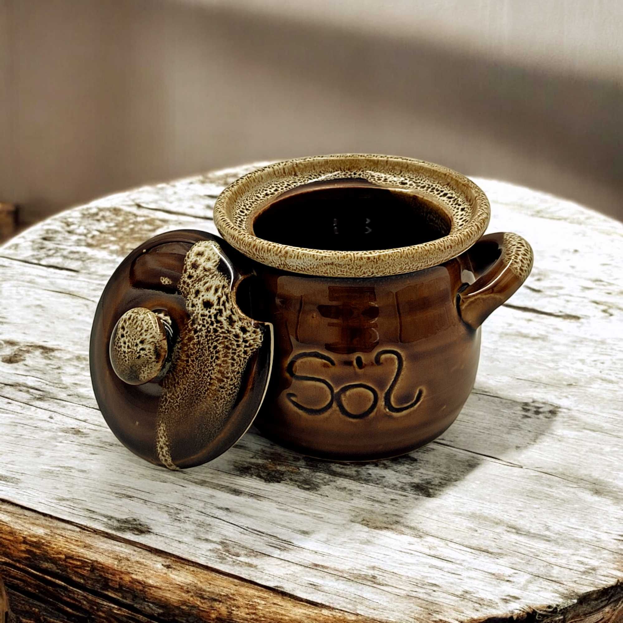 Gliniany Pojemnik na Sól 250 ml Ceramiczny Pojemnik Na Sól