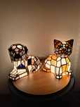 Lampy witrażowe stołowe / nocne Tiffany "pies i kot"
