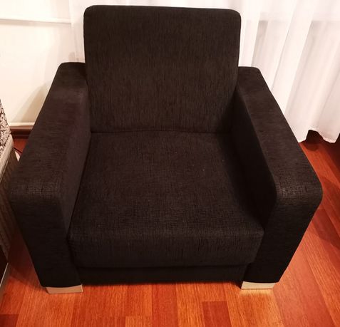 Fotel wypoczynkowy tapicerowany czarny, bardzo wygodny