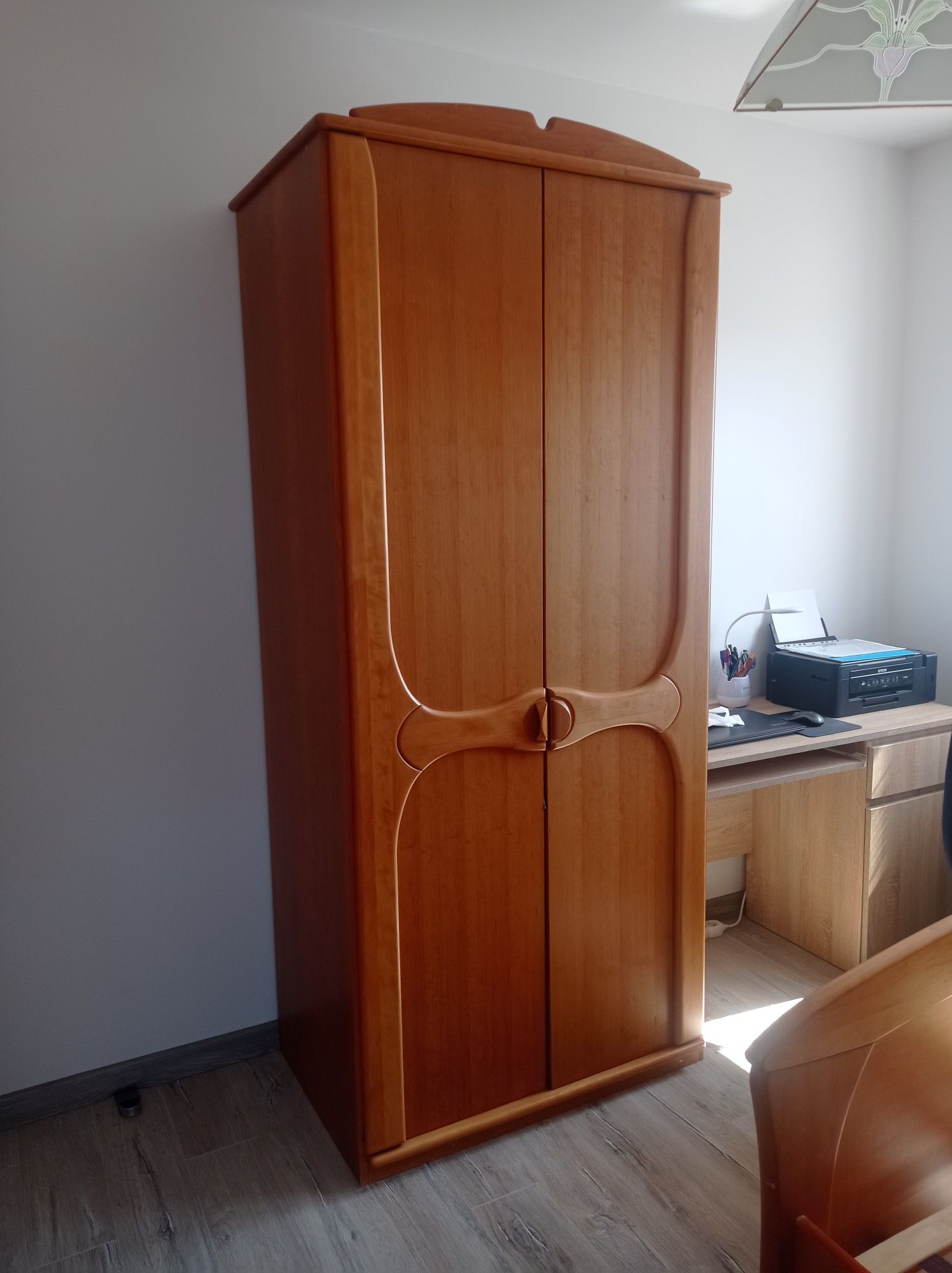 ŁÓŻKO 140x200 + DUŻA SZAFA + SZAFKA NOCNA --- Zestaw mebli, sypialnia
