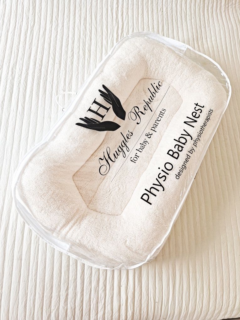 Kokon niemowlęcy snuggle dwustronny Teddy me biały beżowy organic