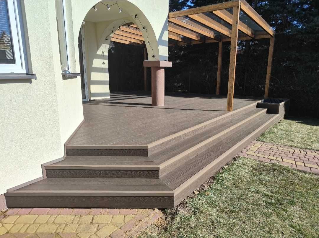 drewniana pergola na wymiar, poliwęglan lity komorowy, taras, wiata