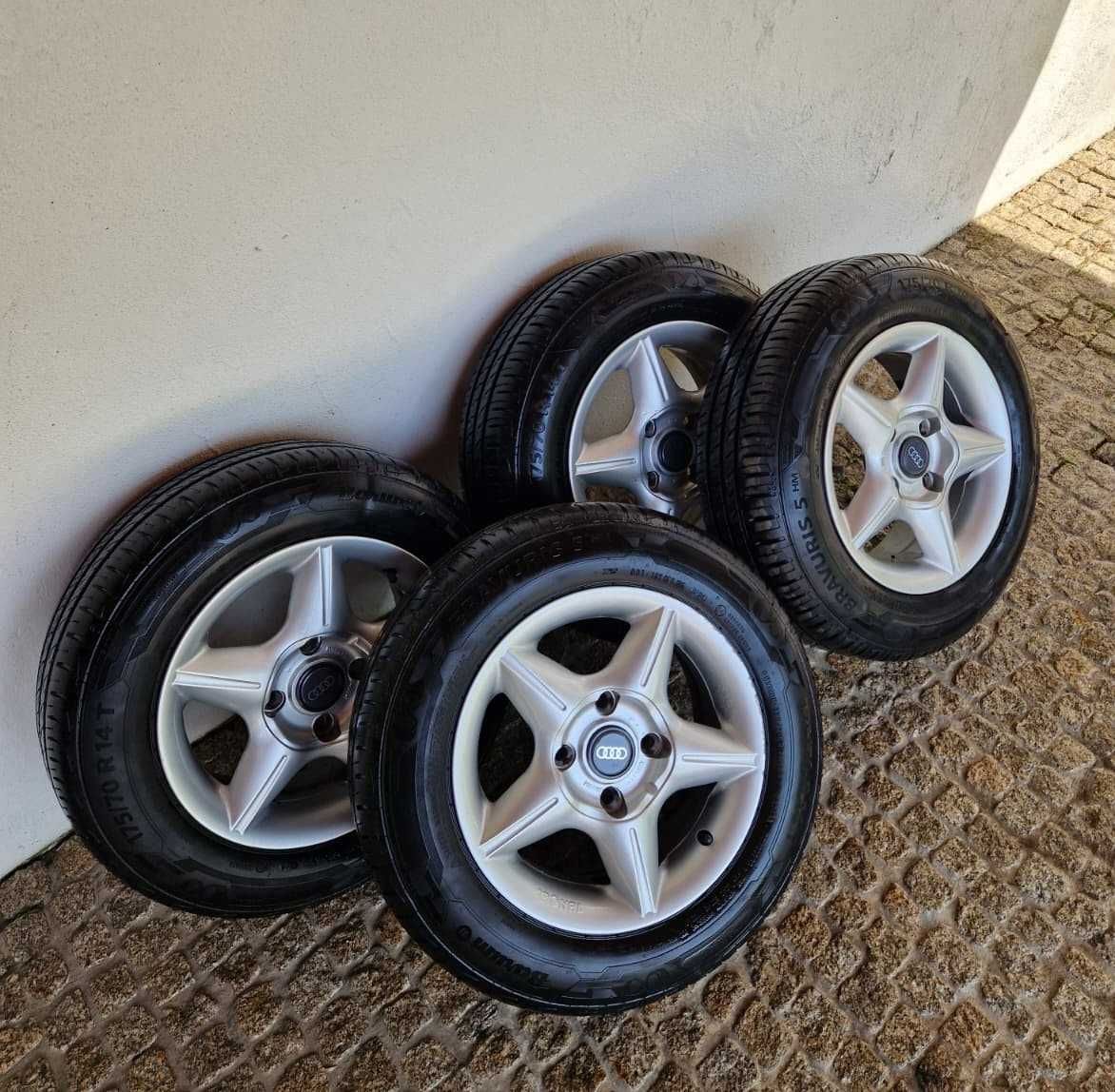 Conjunto jantes + pneus 175/70 R14. Audi 80