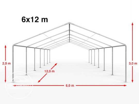 6x12 m Namiot imprezowy, ogrodowy PE ok. 450 N, biały