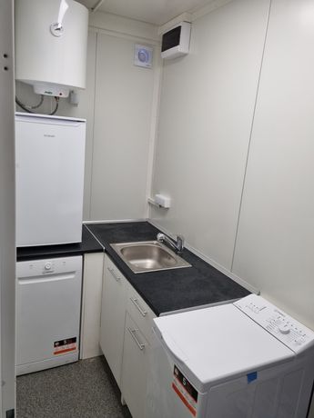 Kontener mieszkalny całoroczny WC łazienka aneks kuchenny kamping