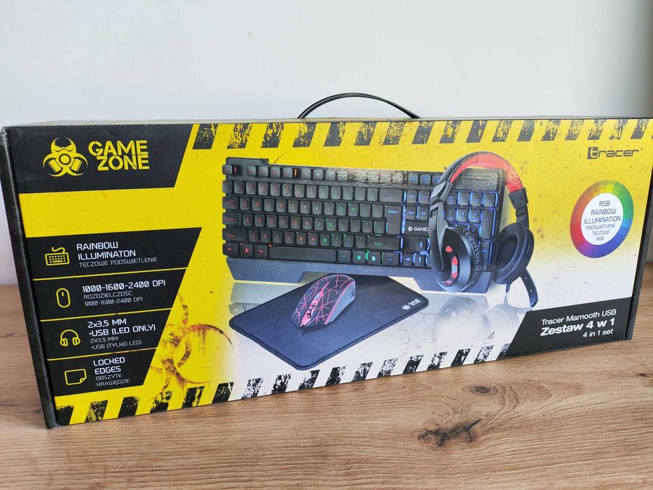 Zestaw Tracer Gamezone Mamooth USB 4 w 1. Myszka,klawiatura,słuchawki