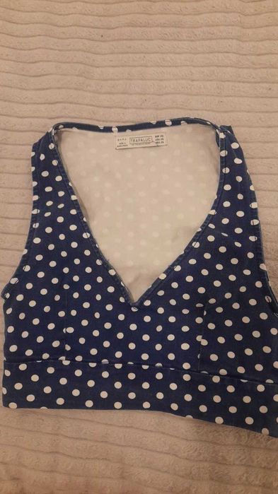 Zara top pin up girl groszki jeans xs bluzka