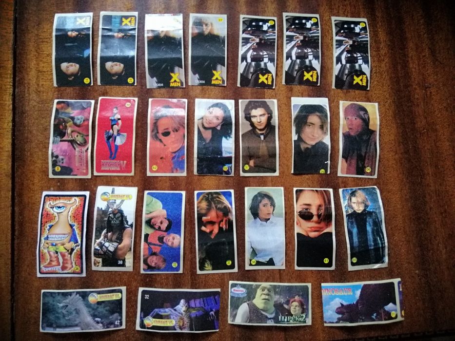 Наклейки от жвачек (X-men, Mortal kombat и др.)