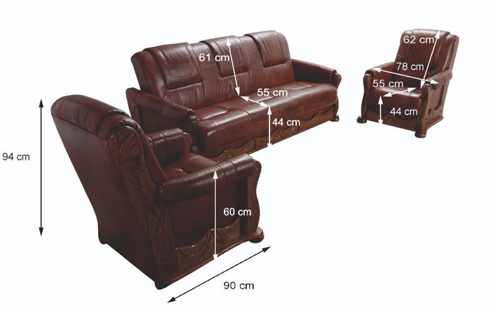 Komplet skórzany wypoczynkowy 321 KOMFORT skóra naturalna/dąb PRODUCEN