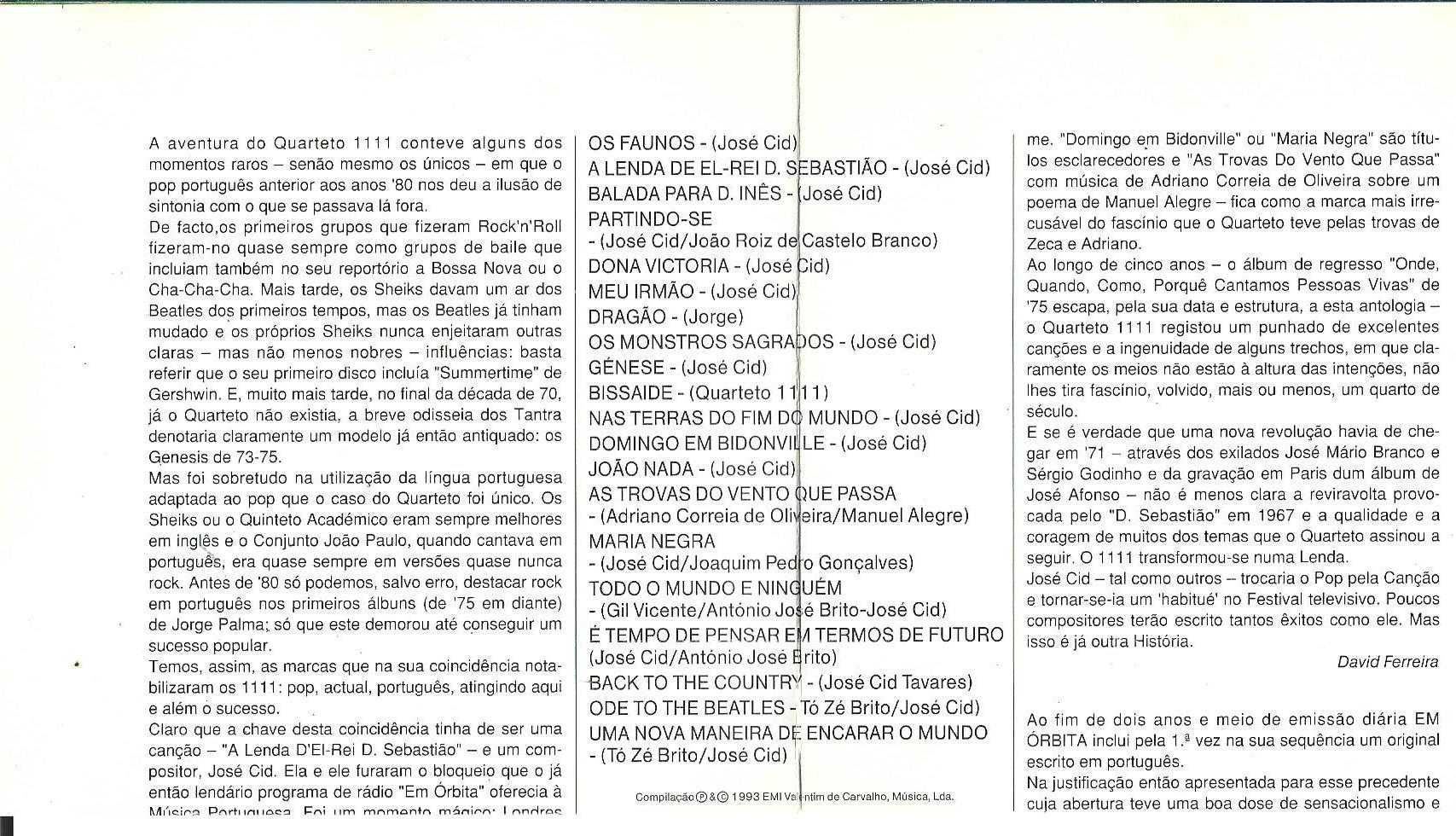 Quarteto 1111 - - - - - A Lenda do Quarteto 1111 - - - - - CD