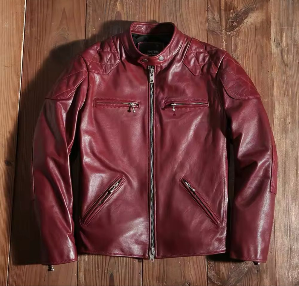 Męska kurtka skórzana ramoneska bikerka skóra naturalna vintage moto