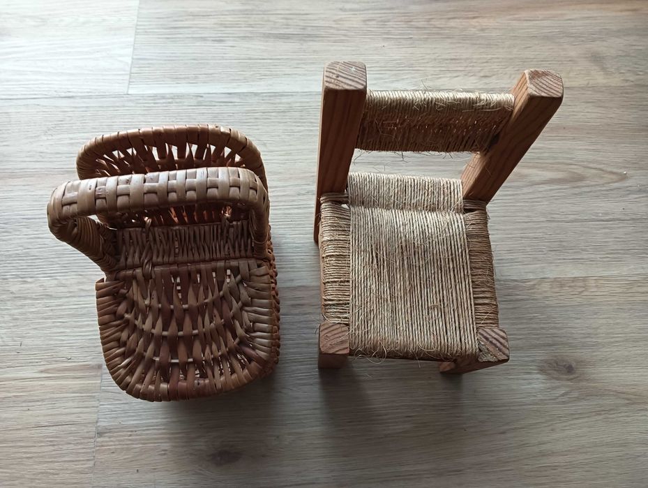 Cadeira e cesto pequenos - decoração