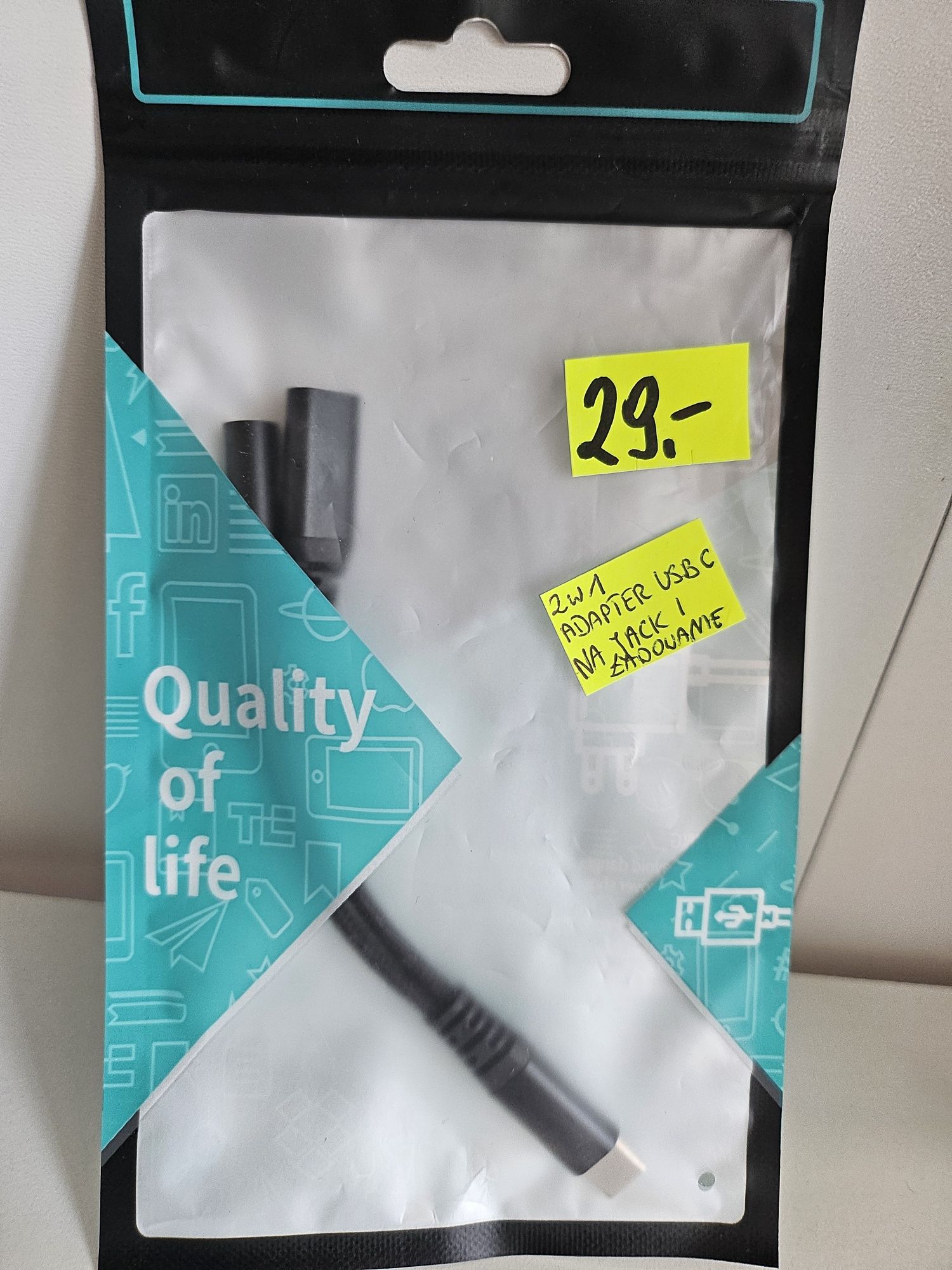 Adapter 2w1 USB C na jack i ładowanie typ C